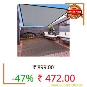 FREDDO HDPE Fabric Polyester Webbing Sun Shade Sails 85-90% Protection from Sun & UV Rays for Car Parking, Outdoor Garden, Balcony, Patio, Grey Color, 9.5 ft x 4 ft, Pack of 1 Piece