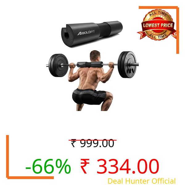 Boldfit Barbell Pad for Weight Lifting with Extra Cushion Squat Pad for Gym Rod Foam Hip Thrust Pad for Neck & Shoulder Support Standard Sponge Barbell Neck Pad for Gym Squats, Weightlifting - Black
