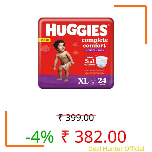 Huggies Complete Comfort Wonder Pants Extra Large (XL) Size Baby Diaper Pants, 24 count, with 5 in 1 Comfort