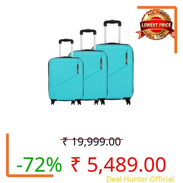 Safari Carter Hard-Sided Polypropylene 5 Years Warranty 8 Wheel Luggage Set Of 3 Speed_Wheel Trolley Bags (55 & 67 & 76 Cm) (Set Of 3, Cyan)