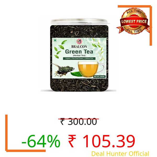 BRALCON Organic Green Tea - 100g | 100% Pure & Natural Herbal Green Tea Leaves | Whole Long Leaf | Boost Immunity