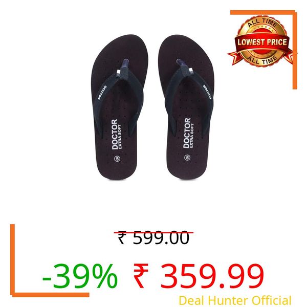 DOCTOR EXTRA SOFT Ortho Care Dr Orthopaedic Grey Super Comfort Fit Flat Cushion Women's Flip-Flop House Slippers, Brown, Size_9