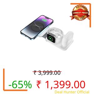 UNIGEN® UNIFOLD 3in1 Wireless Magnetic Mag-Safe for iPhone 17/16 Plus/17/16 Pro/17/16 Pro Max,15/15 Plus/15 Pro/15 Pro Max,14/13/12 Series, AirPods 3rd/2nd, Series 9/8/7/6/5/4/SE-White