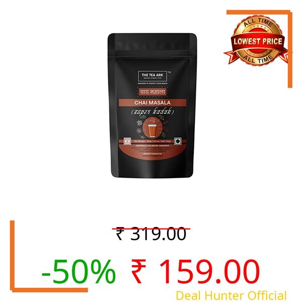The Tea Ark Chai Masala Powder For Tea with Turmeric, Dried Ginger, Cinnamon, Cloves, Black Pepper, Cardamom, Fennel (Saunf) - Super Kadak Flavour, Refreshing & Aromatic Chai, 100G Pouch