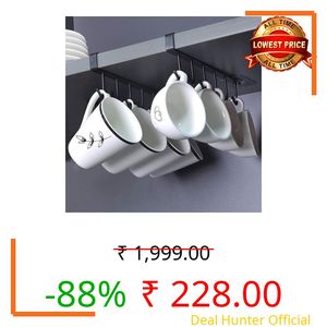 KAIOEYUH 2 Pieces Cups Hooks Under Cabinet Mug Storage Hooks Mutifunctional Hooks Kitchen Utensil Ties Belts Scarf Hanging Rack (Black)