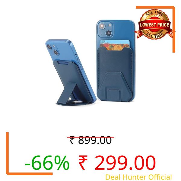 Mizi Magnetic Card Wallet Holder for Apple Magsafe, Phone Stand & Card Holder for Apple iPhone 15/14/13/12 Series - Blue