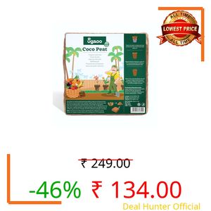 Ugaoo Cocopeat Block 1 Kg | Expands Upto 15 litres of Light Coco Peat Growing Medium | Pre-Washed Low-EC Cocopeat for Plants, Seed Starting, Hydroponics and Potting Mix | Indoor and Outdoor Garden