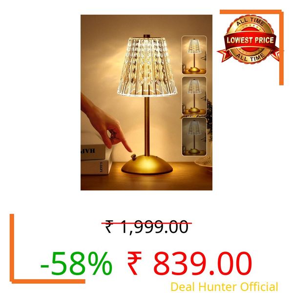 One Fire Wireless Table Lamp, 3 Colours, LED Table Lamp, Battery, 10-Way Dimmable, Vintage, Touch Lamp