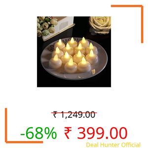 VRB Dec™ Acrylic Flameless & Smokeless Decorative Candles Led Tea Light Candle Perfect for Gifting, Home, Birthday, Diwali, Christmas,Decorative Candles,Balcony, Birthday (Water Sensored - 12Pcs)