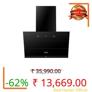 Hindware Smart Appliances | Skyla Neo 90 cm Chimney | 1350 CMH | Auto Clean | Slant Design | Filterless | Touch Control, Motion Sensor | 10 Yrs Warranty on Motor & 2 Yrs on Product (Black)