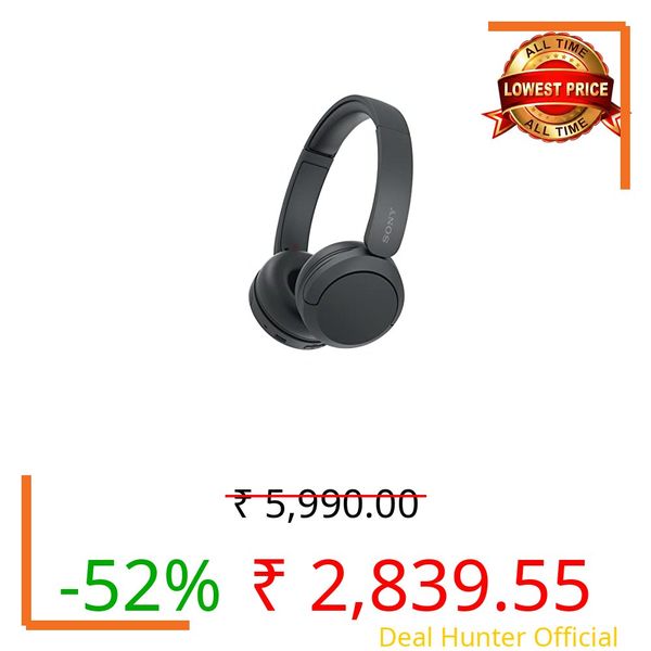 Sony WH-CH520 Wireless Bluetooth Headphones On Ear with Mic, Up to 50Hrs Battery, Quick Charge, DSEE Upscale, Multipoint Connectivity, Voice Assistant, Customized EQ-Black