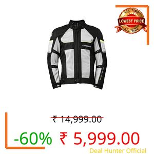 TVS Riding Jacket with Impact Resistance& High Abrasion, Challenger 3-Layer with All Weather Adaptability, CE Level 2 Armour Protection- Bike Jackets for Men, Tailored Comfort - (Grey-L)