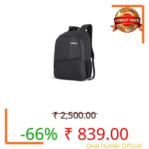 American Tourister Valex | 28L Backpack | 17" Laptop Bag | 2 Compartments | College & Office Backpack for Men and Women | Black | 1 Year Global Warranty