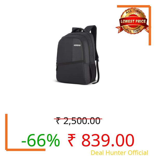 American Tourister Valex | 28L Backpack | 17" Laptop Bag | 2 Compartments | College & Office Backpack for Men and Women | Black | 1 Year Global Warranty