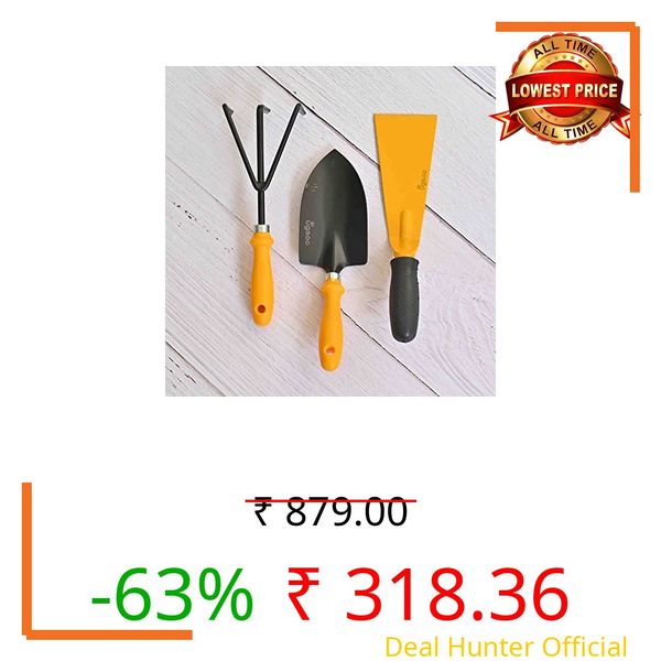 UGAOO Durable Gardening Hand Tool Kit for Gardening- 3 Pcs (Cultivator, Trowel,Bent Scraper -3 Inch Blade)