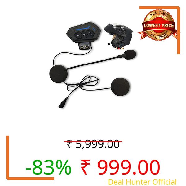 ZODUCT Wireless Motorcycle Helmet Bluetooth Headset | Dual Stereo Speakers Hands-Free Music & Call Control | Mic Earphones 8H Backup Play | Compatible with Android & iOS