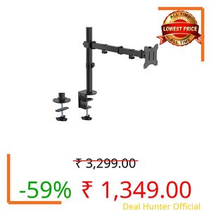 SYGA Single Monitor Stand Arm Desk Mount Fully Adjustable Bracket Ergonomic 180 Tilt, 360 Rotation & 360 Swivel Arm - VESA Dimensions: 75x75-100x100 - Single
