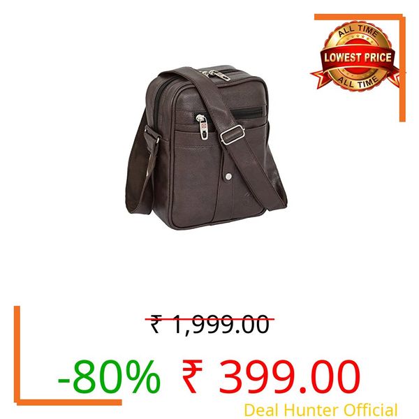 Storite PU Leather Crossbody Sling Bag for Men & Women | Small Messenger Shoulder Bag for Travel, Office & Business(Brown - 25 x 20 x 7 Cm)