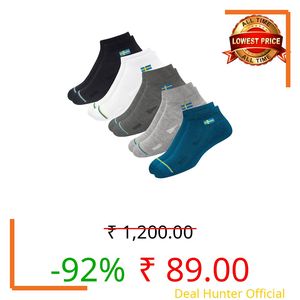 SWAGR Polyester 5 Pairs Solid Ankle Length Socks For Men & Women, Multicolor, Pack Of 5, Free Size