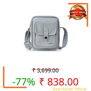 Veneer Premium Vegan shoulder Leather Crossbody Slingbag for Mens and Womens (Grey)