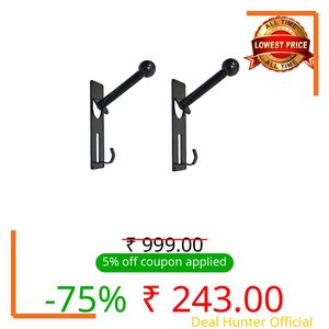Metal Craft Automobile Open and Full face (Round Black Ball) Helmet and Jacket Hanger, Wall Mount Helmet Hook Black ((Black 2 Piece)