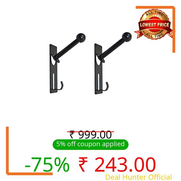 Metal Craft Automobile Open and Full face (Round Black Ball) Helmet and Jacket Hanger, Wall Mount Helmet Hook Black ((Black 2 Piece)