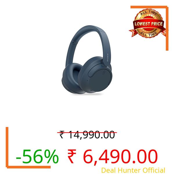 Sony WH-CH720N Active Noise Cancellation Wireless Bluetooth Over Ear Headphones with Mic, Adaptive Sound Control, Quick Charge, Up to 35Hrs Battery, Customized EQ- Blue