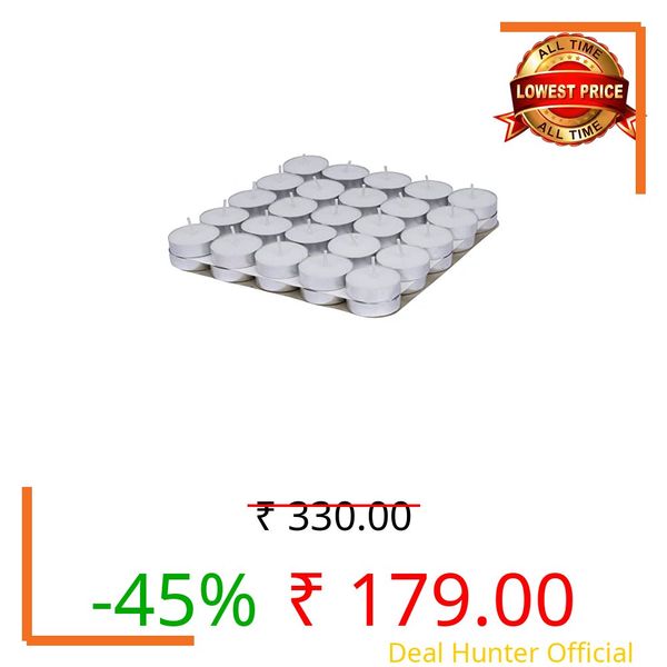 Welburn Veda&Co® Wax Unscented Tealight Candles Pack of 50 for Diwali Decoration | Long Burning | Smokeless | Candles for Home Decor, Offices,Parties,Dining & Special Occasions