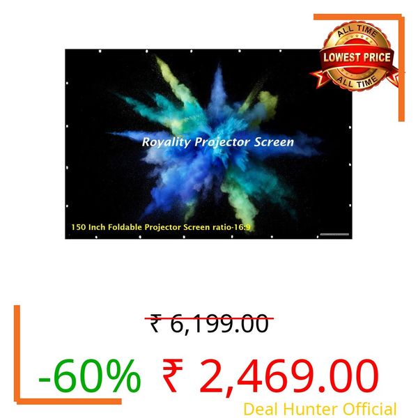 Spline® 150 Inch Foldable Projector Screen (Anti-Light) (Anti-Crease) Wrinkle-Free Ratio 16:9 Full HD 4k 3D Supported for Home Cinema, Theater Indoor, Outdoor Movie-(188 cm, (H) x 333 cm (W))