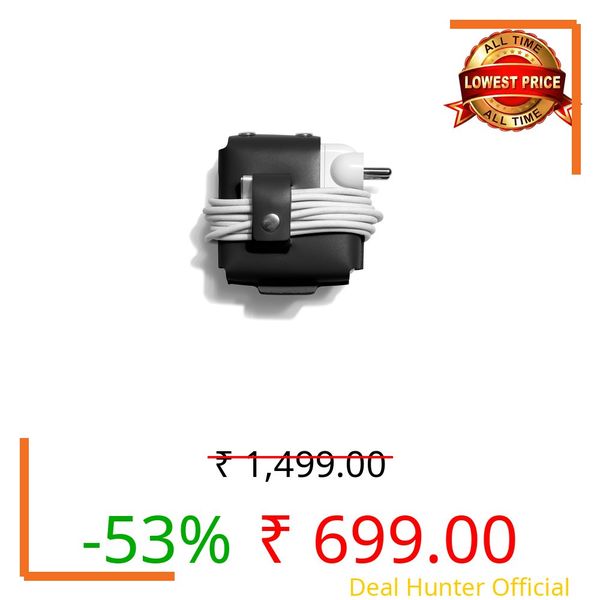 DailyObjects Black Convoy Adapter Case for MacBook Pro 14 2021 | Genuine Leather Material with Solid Protection| Cable Winding Belt & Lightweight | Button Closure | Precise Design - (Black)