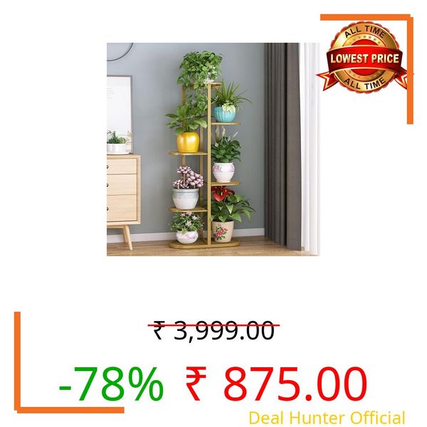 Bee Creative A Trendy Ultra Luxury Metal 6 Tier 7 Potted Plant Stand Multiple Flower Pot Holder Display For Indoor Outdoor Size- Hxl 41X18 Inch (Gold, Corner Shelf) - Free Standing