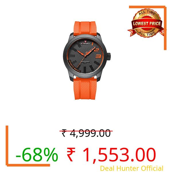 NAVIFORCE Sport Waterproof Watches for Students Boys Men, Silicone Band Watch with Second Hand, Orange, Japanese