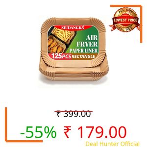 SIUDANGKA Air Fryer Liners Disposable, 125 pcs Rectangle Parchment Paper Sheets for Ninja Dual Air Fryer