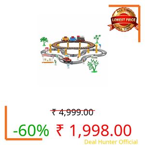 HIRNAYA Construction Toys Race Tracks For Kids, 2 Layer Flexible Track Toy Playset With 1 Electric Racing Car&1 Train, Educational Toy 77Pcs Construction Engineering Road Diy Tracks Toy Gift For Kids