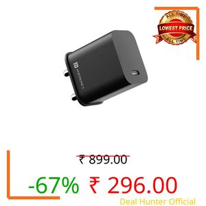 Portronics Adapto 20C Type C 20w Adapter for iPhone 14/14 Plus/ 14 Pro/ 14 Pro Max, iPhone 13/13 Pro/13 Pro Max/13 Mini, 12/12 Mini/ 12 Pro Max, iPhone 11 Series with PD 3.0, (Black)