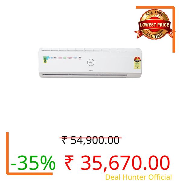 Godrej1.5 Ton 5 Star Inverter Split AC Copper, Anti-Dust Filter, SIC 18ITC5-WWR, White
