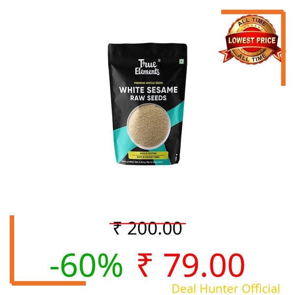True Elements Raw White Sesame Seeds 150gm - 100% Clean and Natural White Til | Safed Til Seeds for Eating | Raw Seeds | Versatile Ingridient | Everyday Essentials Indian Spices