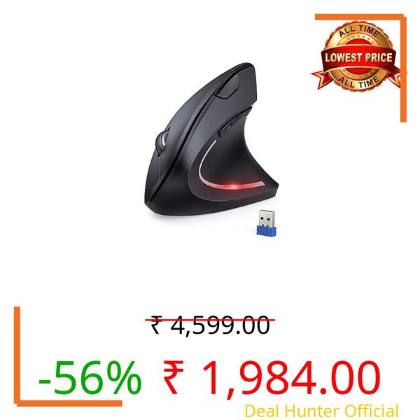 TECKNET 2.4GHz Ergonomic Mouse, 4800 DPI Wireless Vertical Mouse