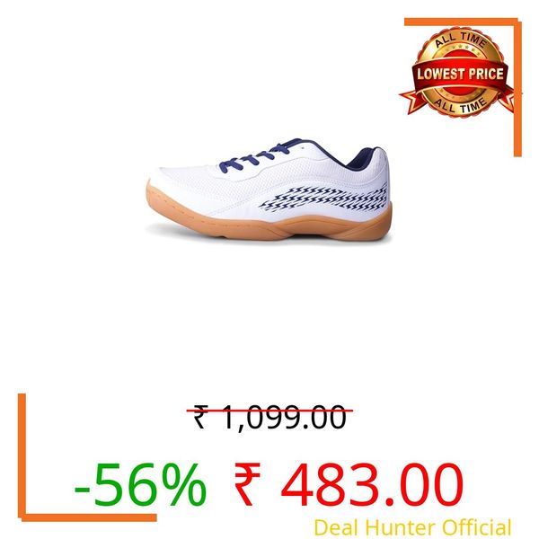 Nivia Flash 2.0 Badminton Shoes for Men, PVC Synthetic Leather & Mesh Upper, Duo-Foam Midsole, Lightweight Non-Marking Herringbone Sole, Superior Grip & Cushioning (White, UK06)