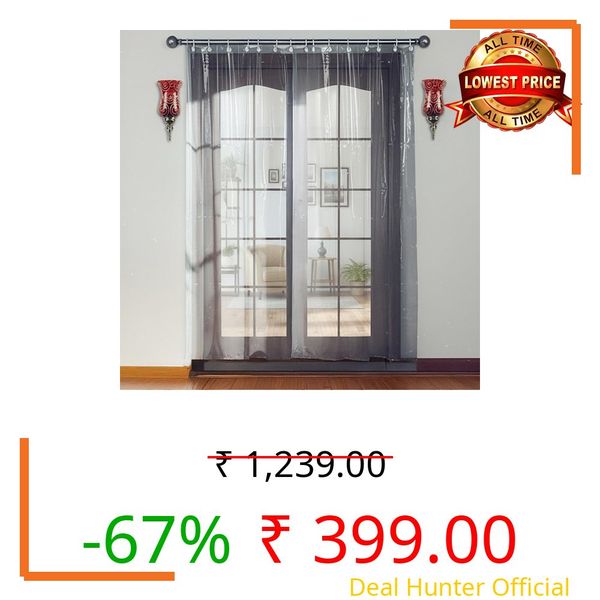 The Furnishing Tree Transparent AC Curtain 11.5 Ft Length | 0.15 mm Thickness with 8 Hooks | Size 4.5 x 11.5 Ft (137 x 351 cm) | Door Curtain for Home, Balcony & AC Room