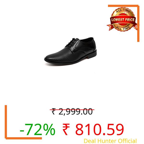 ARAMISH Black Pure Leather Formal Shoes for Men - 7 UK