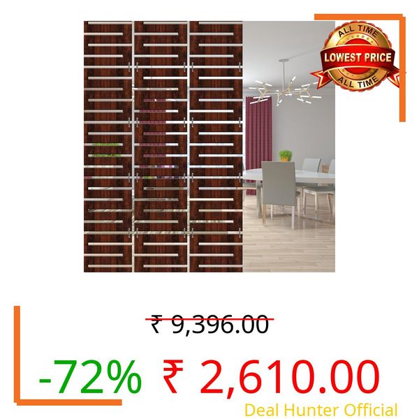 Olive Tree Wooden Hanging Room Divider for Living & Dining Room, Hall | Elegant & Modern Stylish Screen Partition|Aesthetic Separator for Home Decoration 12 Panels DIY (11.5X11.5 inch) Walnut - 7004