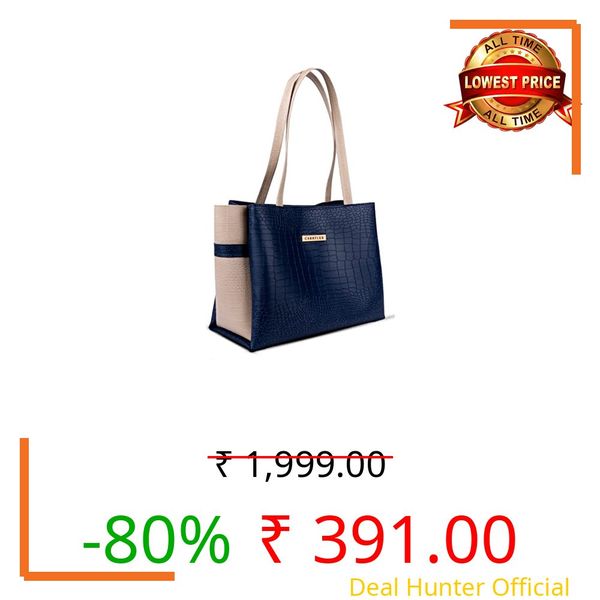 Carrylux Dual Tone Large Capacity Croco Pattern Western Tote Handbags Purses Shoulder Bag For Womens (Navy Blue)
