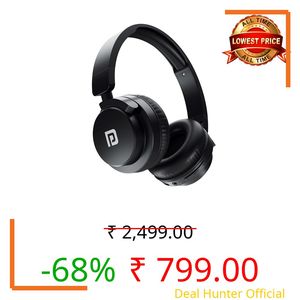 Portronics Muffs M2 Bluetooth Headphones On Ear with Upto 40 Hrs Playtime, 40mm Dynamic Drivers, AUX 3.5mm, Powerful Bass, Laptop & PC Support, Type C Charging Port, Foldable Design(Black)
