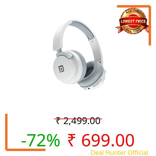 Portronics Muffs M2 Bluetooth Headphones Over Ear with Upto 40 Hrs Playtime, 40mm Dynamic Drivers, AUX 3.5mm, Powerful Bass, Laptop & PC Support,Type C Charging Port, Foldable Design(White)