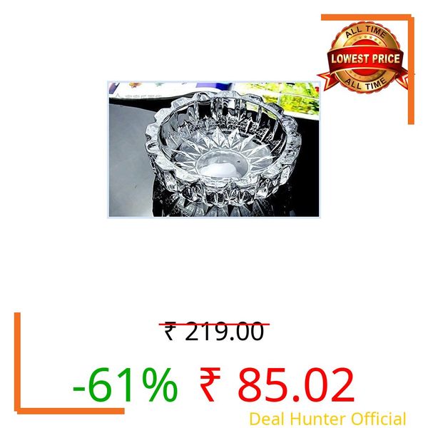 MeeTo Midium Size Glass Ashtrays for Cigarettes, Cigar, Portable Decorative Modern Ashtray for Home Office Indoor Outdoor Patio Use, Fancy Cute Cool Ash Tray, Round Shape, Pack Of 1