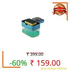 Sparkmate by Crystal Plastic Premium Soap Dispenser 2 in 1-Ss Scourer&Sponge with Scrubber,Assorted