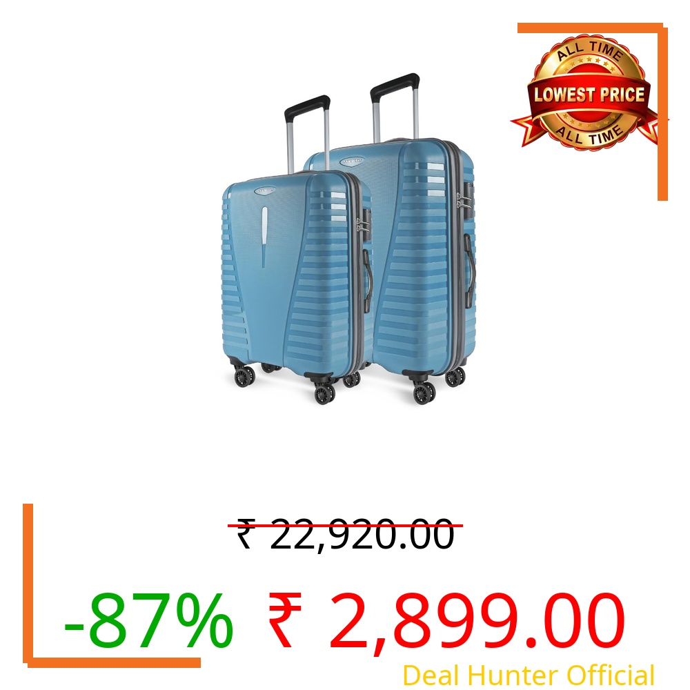 Aristocrat Medium Polypropylene(Pp) Air Pro Set of 2 Hard Carry-On Luggage(66+76Cm)|&Large Check-in Lightweight Luggage with Strong 4 Spinner Wheels,Secured Zip & Combination Lock|Cross Teal|Unisex