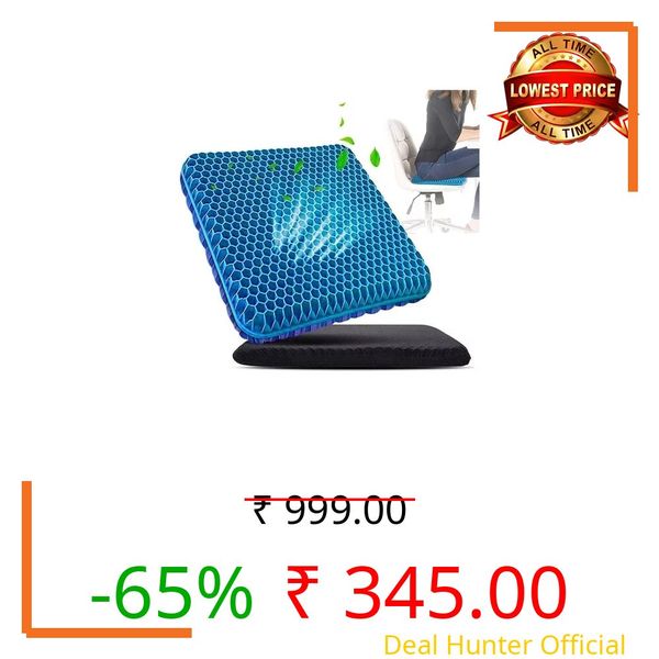 Silicone Gel Cushion, Ergonomic Honeycomb Chair Cushion, Comfortable Auto Seat for Sciatica, Coccyx, Back and Coccyx Pain Relief for Car, Wheelchair and Airplane, Blue