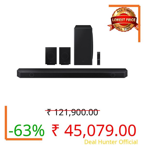 Samsung 540 W 9.1.4ch (HW-Q930C/XL) Q-Symphony Soundbar Wireless Subwoofer, Top/Centre/Side Firing Speakers, Wide Range Tweeter, Wireless Rear Speaker, Dolby Atmos, Built-in Alexa, AirPlay2, Wi-Fi